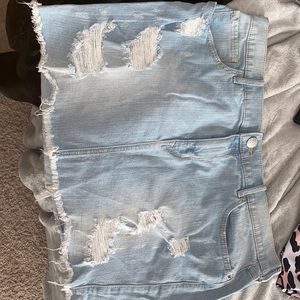 Express light wash denim skirt